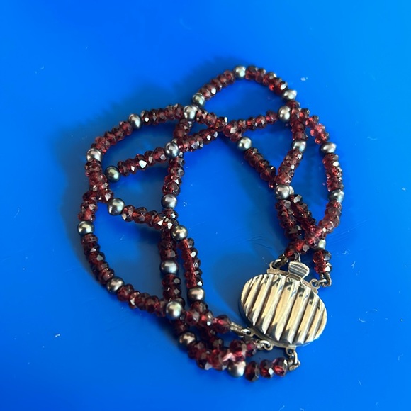 Three Strand Garnet Bracelet - Picture 3 of 5